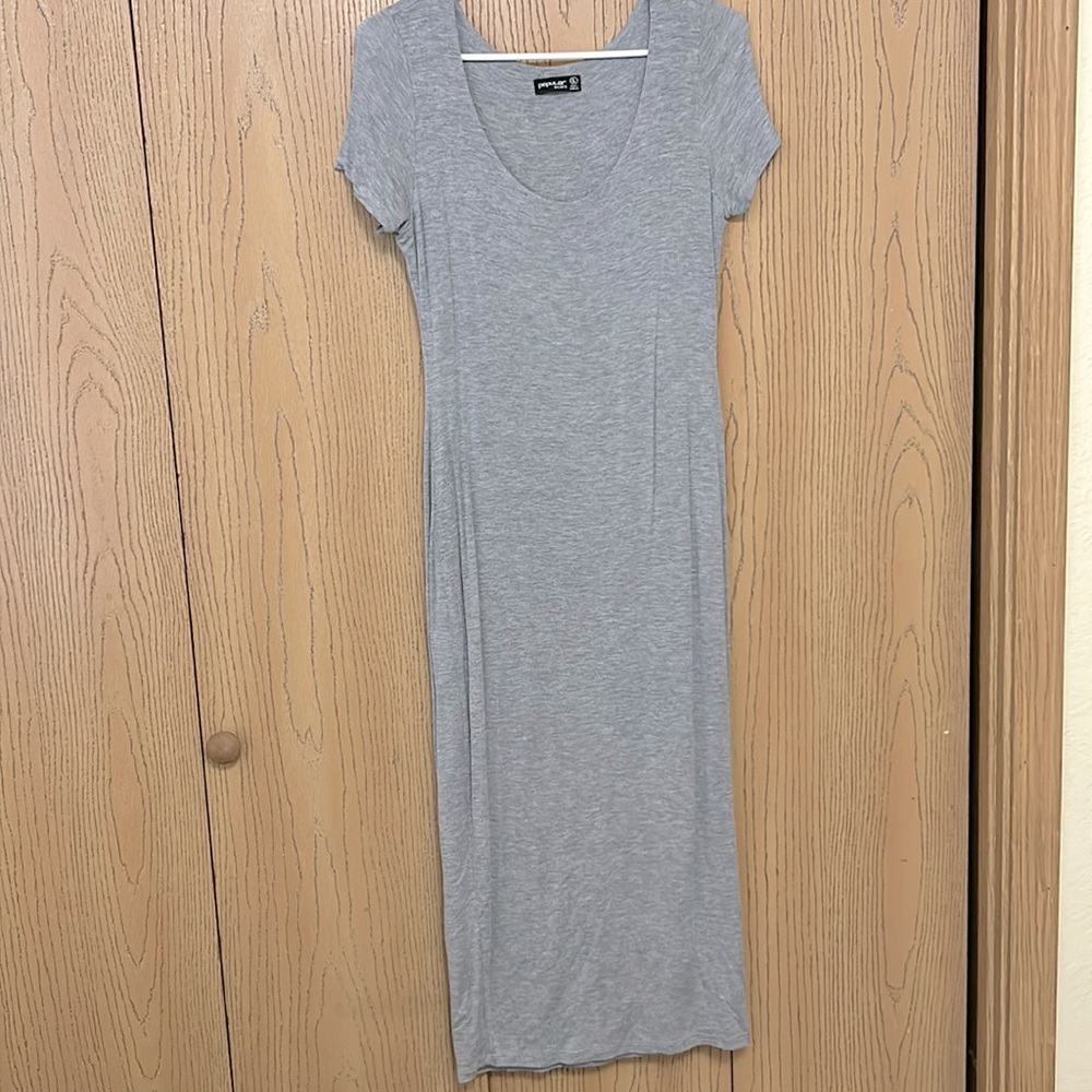 Grey midi fitted dress